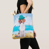 Beagle Dog op strand Tote Bag (Dichtbij)