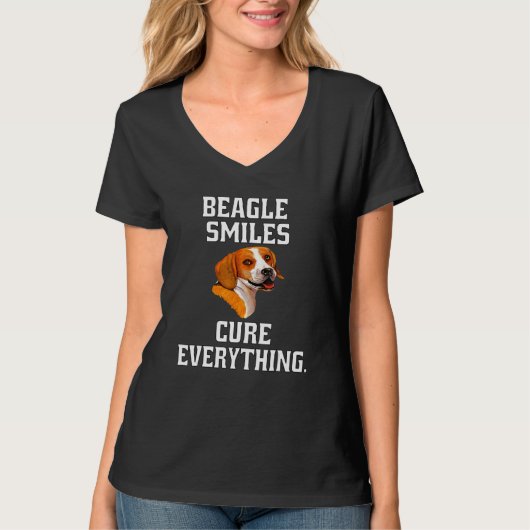 Beagle Dog Owner Cute Beagle Smiles Cure Everythin T-shirt (Voorkant)