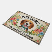 Beagle Dog Paradise, gepersonaliseerde naam Welkom Deurmat (Schuin)