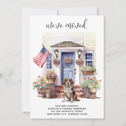 Beagle Dog Patriottische Gepersonaliseerde Huisdie Aankondiging (Voorkant)