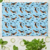 Beagle Dog Pattern Pawprints Botten Theedoek (Gevouwen)