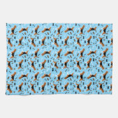 Beagle Dog Pattern Pawprints Botten Theedoek (Horizontaal)