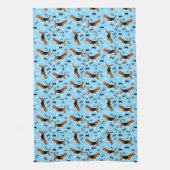 Beagle Dog Pattern Pawprints Botten Theedoek (Verticaal)