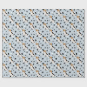 Beagle Dog Paw Print Pattern op Silver Blue Cadeaupapier (Vlak)