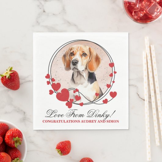 Beagle Dog Pet bruiloft servetten met honden Foto (Insitu)
