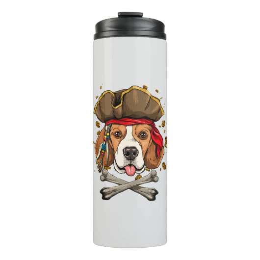 Beagle Dog Pirate Jolly Roger Flag Thermosbeker (Voorkant)