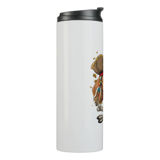 Beagle Dog Pirate Jolly Roger Flag Thermosbeker (Gedraaid links)