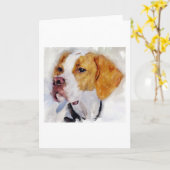 Beagle Dog Portrait Blank Wenskaart Kaart (Gele Bloem)