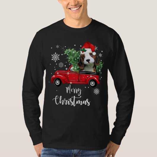 Beagle Dog Puppy Ride Rode Vrachtwagen Kerstmis Py T-shirt (Voorkant)