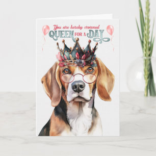 Beagle Dog Queen voor een dag grappige verjaardag Kaart