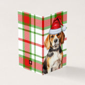 Beagle Dog Red en Green Plaid Vakantie Kaart (Buitenkant)