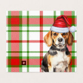Beagle Dog Red en Green Plaid Vakantie Kaart (Buitenkant ongevouwen)
