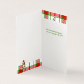 Beagle Dog Red en Green Plaid Vakantie Kaart (Binnen)