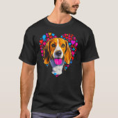 Beagle Dog Red Heart T-shirt (Voorkant)