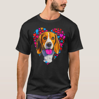 Beagle Dog Red Heart T-shirt