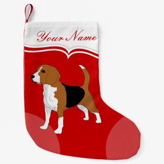 Beagle Dog Red Solid gepersonaliseerd Kleine Kerstsok (Voorkant)