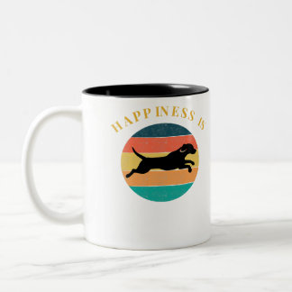 Beagle Dog  Retro Happiness is voor mannen Tweekleurige Koffiemok