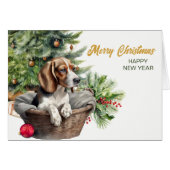 Beagle Dog Rieten Mand Kerstboom (Voorkant Horizontaal)