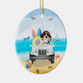 beagle Dog Rijden op strand Keramisch Ornament (Rechts)