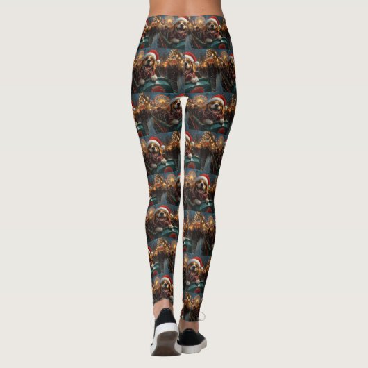 Beagle Dog Roller Coaster Kerstmis Leggings (Achterkant)