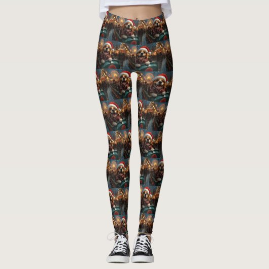 Beagle Dog Roller Coaster Kerstmis Leggings (Voorkant)