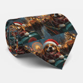 Beagle Dog Roller Coaster Kerstmis Stropdas (Opgerold)