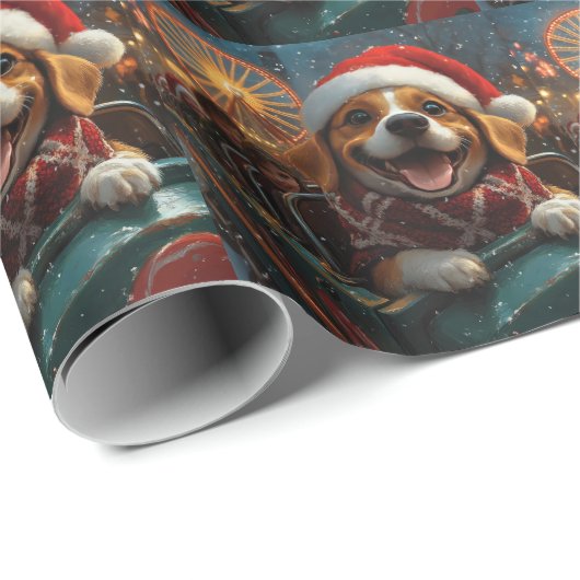 Beagle Dog Roller Onderzetter Kerst Cadeaupapier (Rol Hoek)