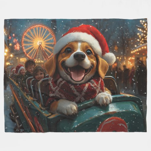 Beagle Dog Roller Onderzetter Kerst Fleece Deken (Voorkant (Horizontaal))