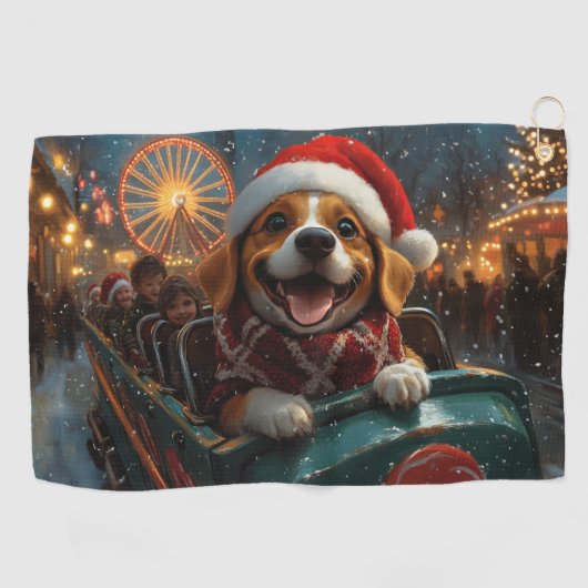 Beagle Dog Roller Onderzetter Kerst Golfhanddoek (Horizontaal)