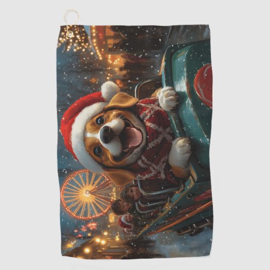 Beagle Dog Roller Onderzetter Kerst Golfhanddoek (Voorkant)