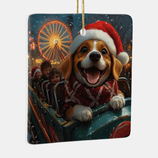 Beagle Dog Roller Onderzetter Kerst Keramisch Ornament (Rechts)