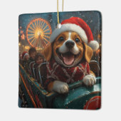 Beagle Dog Roller Onderzetter Kerst Keramisch Ornament (Links)