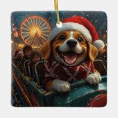 Beagle Dog Roller Onderzetter Kerst Keramisch Ornament (Voorkant)