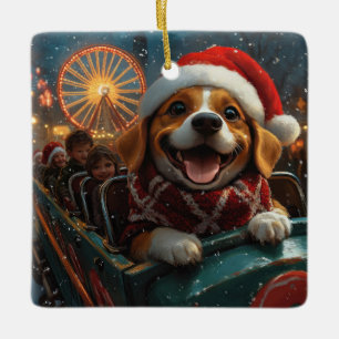 Beagle Dog Roller Onderzetter Kerst Keramisch Ornament