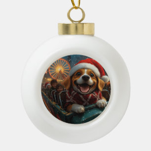 Beagle Dog Roller Onderzetter Kerst Keramische Bal Ornament