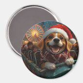 Beagle Dog Roller Onderzetter Kerst Magneet (Voorkant / Achterkant)