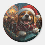 Beagle Dog Roller Onderzetter Kerst Magneet (Voorkant)