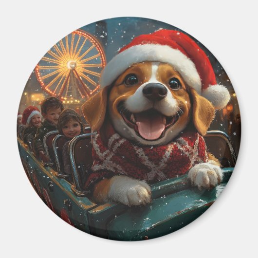 Beagle Dog Roller Onderzetter Kerst Magneet (Voorkant)