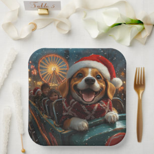 Beagle Dog Roller Onderzetter Kerst Papieren Bordje