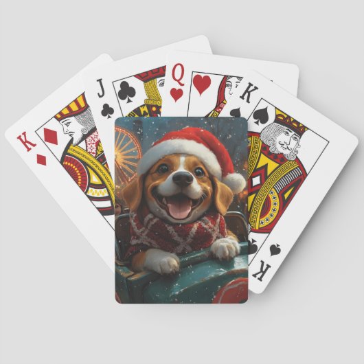 Beagle Dog Roller Onderzetter Kerst Pokerkaarten (Achterkant)