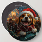 Beagle Dog Roller Onderzetter Kerst Ronde Button 6,0 Cm (Voorkant /achterkant)