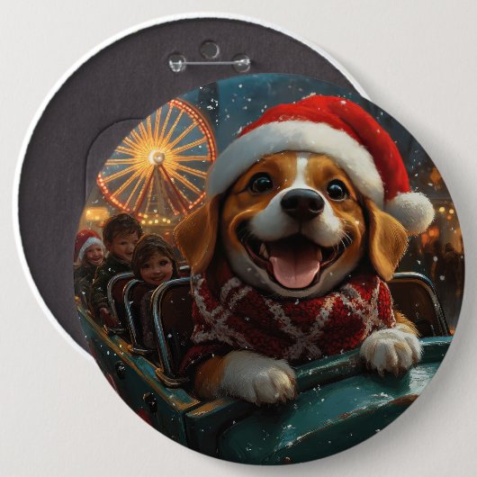 Beagle Dog Roller Onderzetter Kerst Ronde Button 6,0 Cm (Voorkant /achterkant)