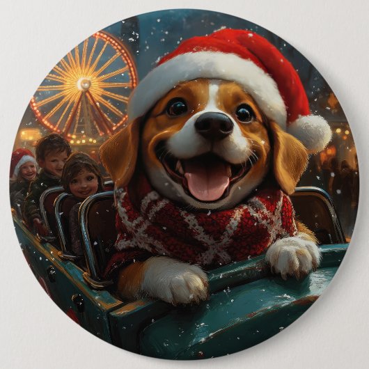 Beagle Dog Roller Onderzetter Kerst Ronde Button 6,0 Cm (Voorkant)