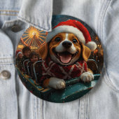 Beagle Dog Roller Onderzetter Kerst Ronde Button 6,0 Cm (In situ)