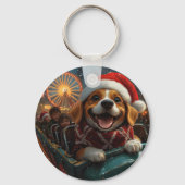 Beagle Dog Roller Onderzetter Kerst Sleutelhanger (Achterkant)