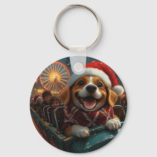 Beagle Dog Roller Onderzetter Kerst Sleutelhanger (Achterkant)