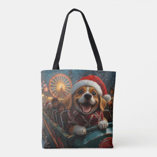 Beagle Dog Roller Onderzetter Kerst Tote Bag (Achterkant)