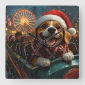 Beagle Dog Roller Onderzetter Kerst Vierkante Klok (Voorkant)