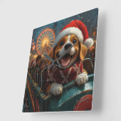 Beagle Dog Roller Onderzetter Kerst Vierkante Klok (Hoek)