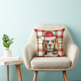 Beagle Dog Rood Groen Vakantie Plaid Kerstmis Kussen